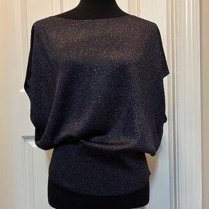 Alice and Olivia Celie Metallic Navy Shimmering Navy top Small